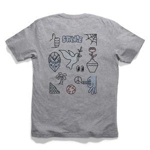 NWT Stance The Crew Men's SS T-Shirt SKETCHY Dove Peace Heather Gray Small